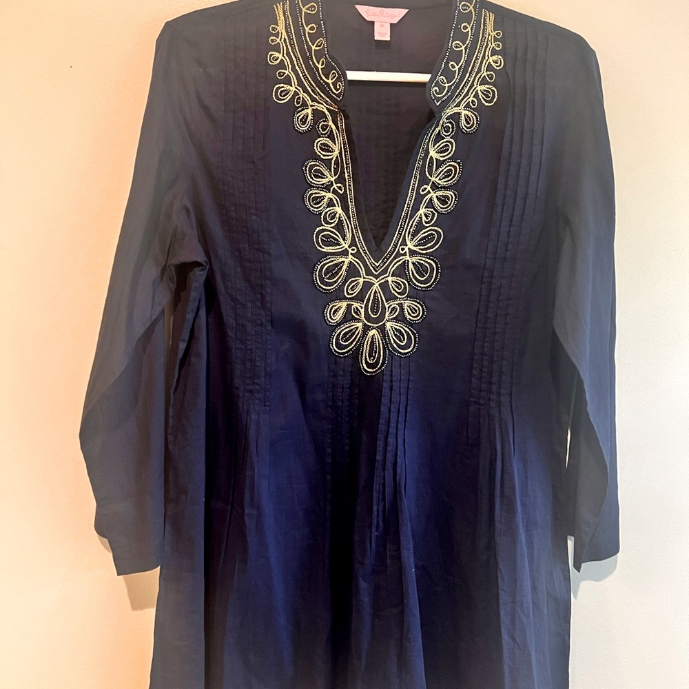 Lilly Pulitzer Navy Beaded Top